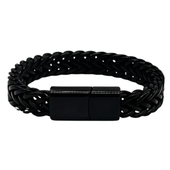 Men’s Modern Black Stainless Steel Braided Bracelet